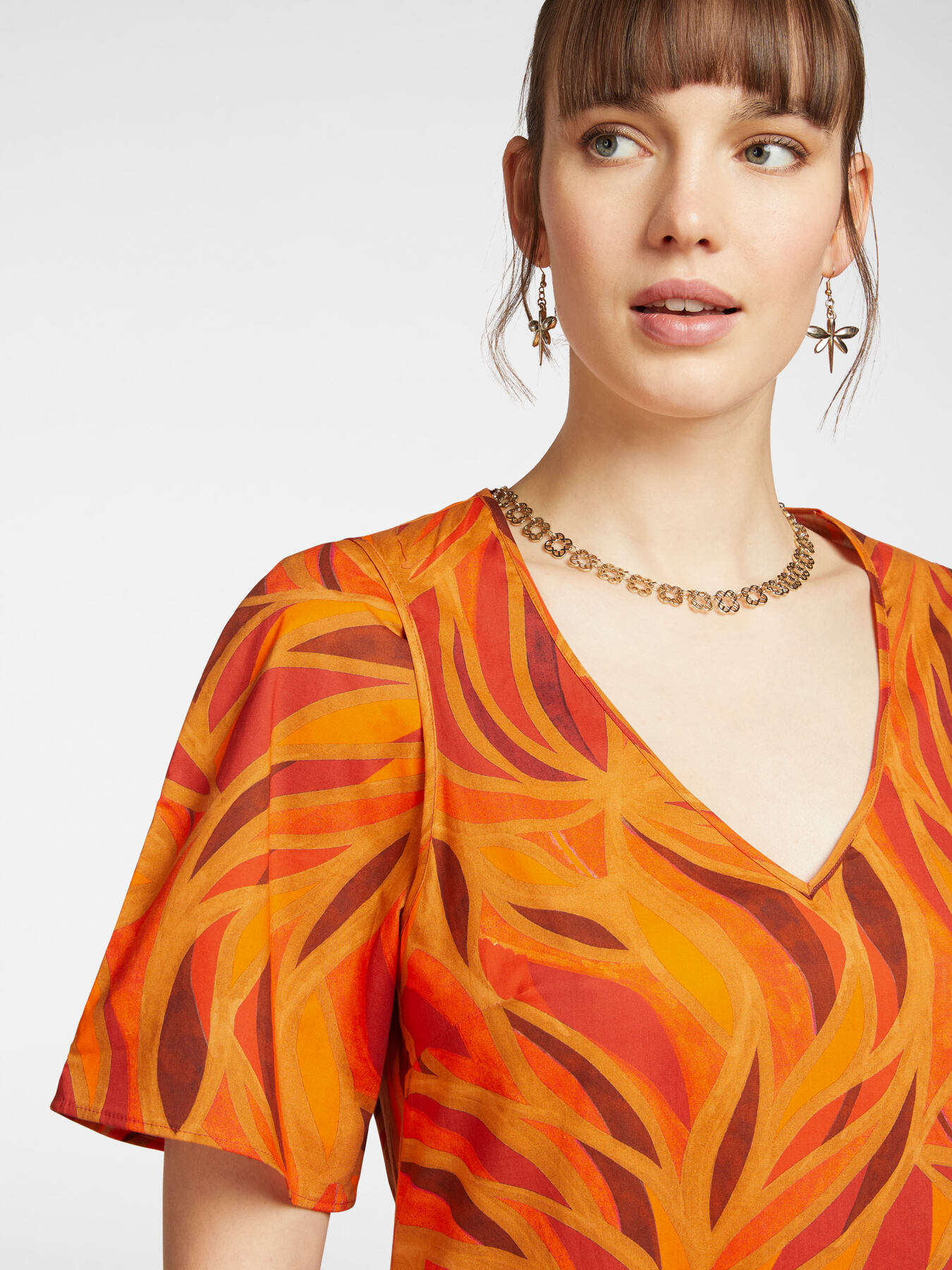 Vestido estampado de algod&oacute;n el&aacute;stico image number 4