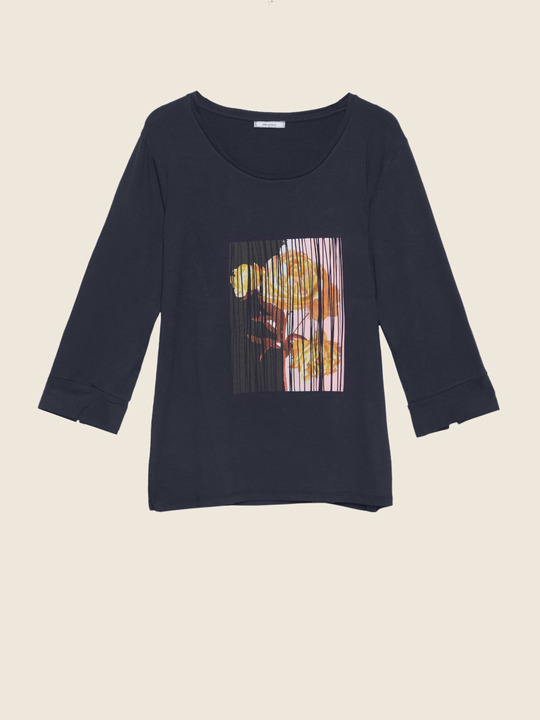 Elenamiro&nbsp;: T-shirt avec imprim&eacute; floral Bleu_1