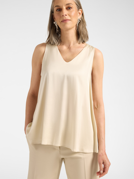 Viscose satin V-neck top