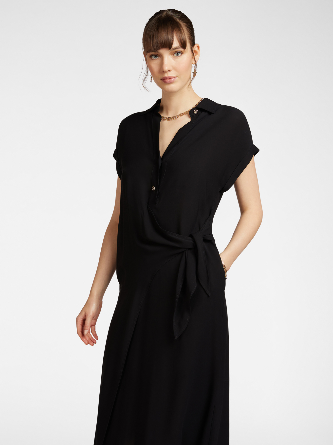 Shirt dress with side knot image number 2