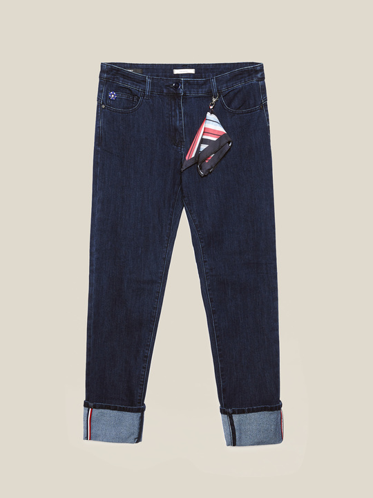 Elenamiro: Skinny-Jeans mit Halstuch Blau_1