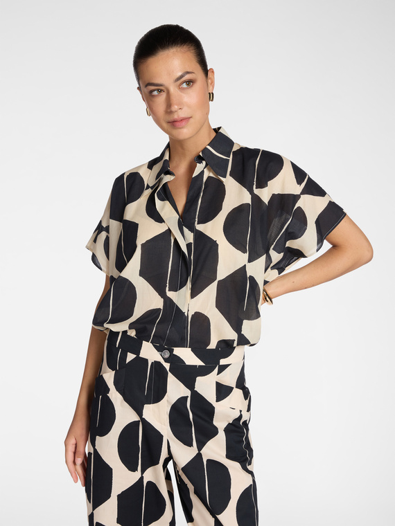 Printed cotton muslin shirt