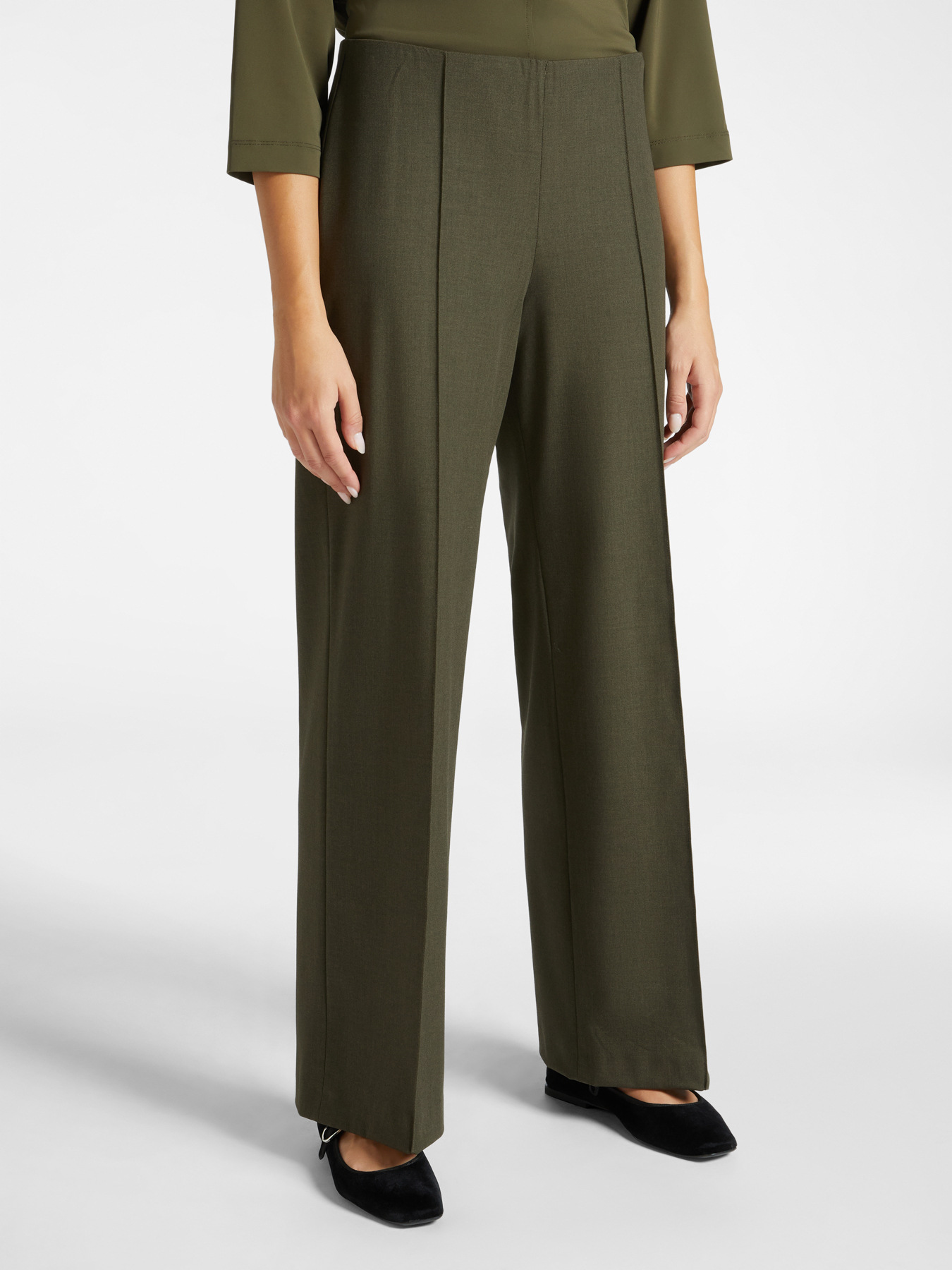 Pantalones de pierna ancha con cremallera en el lateral image number 2