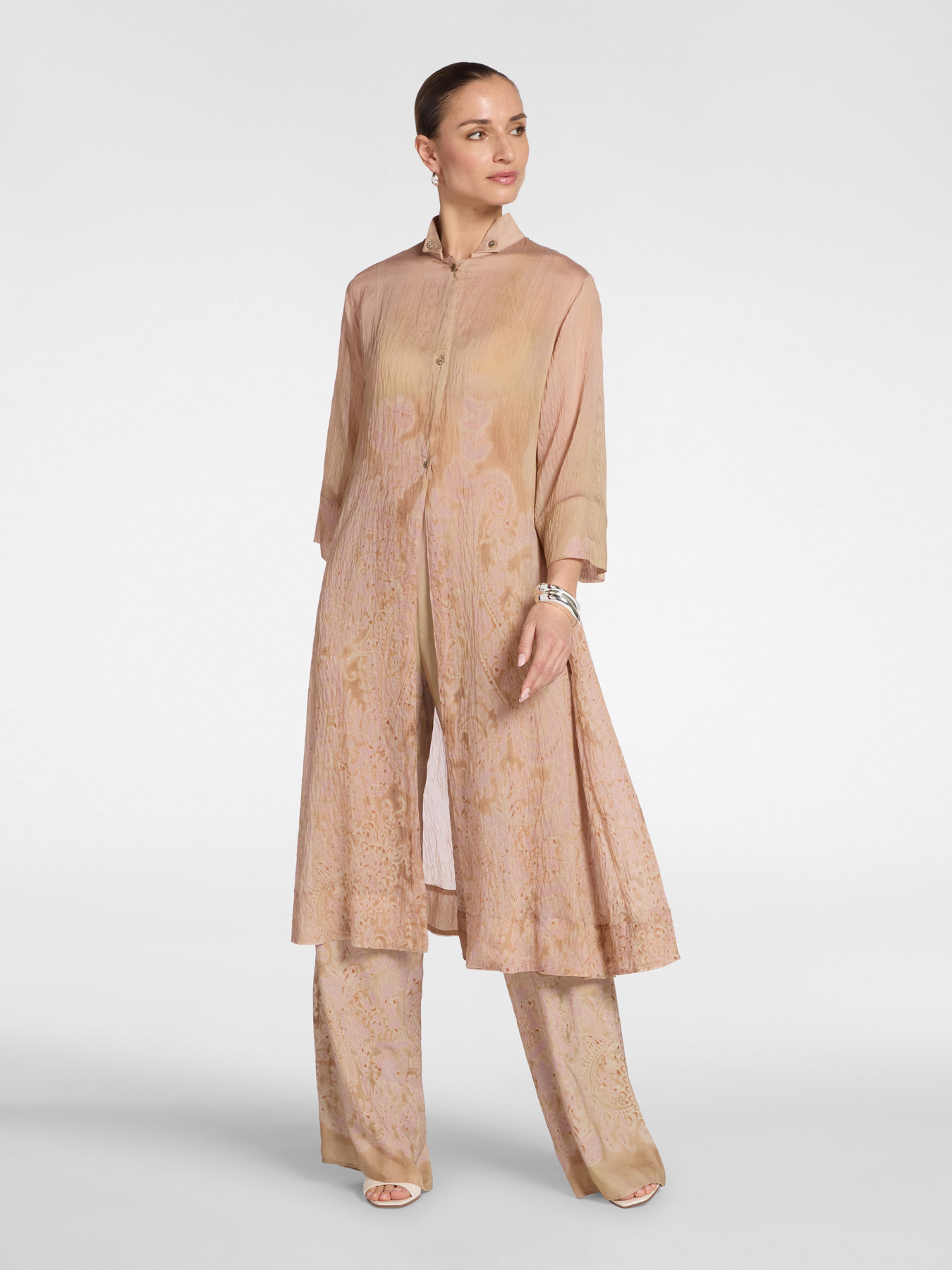 Chemise longue en organza imprim&eacute; image number 0