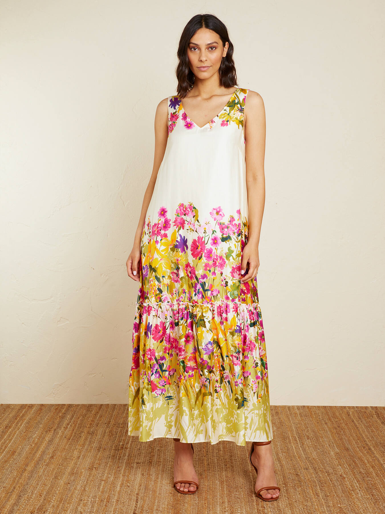 Abito lungo con stampa floreale image number 0