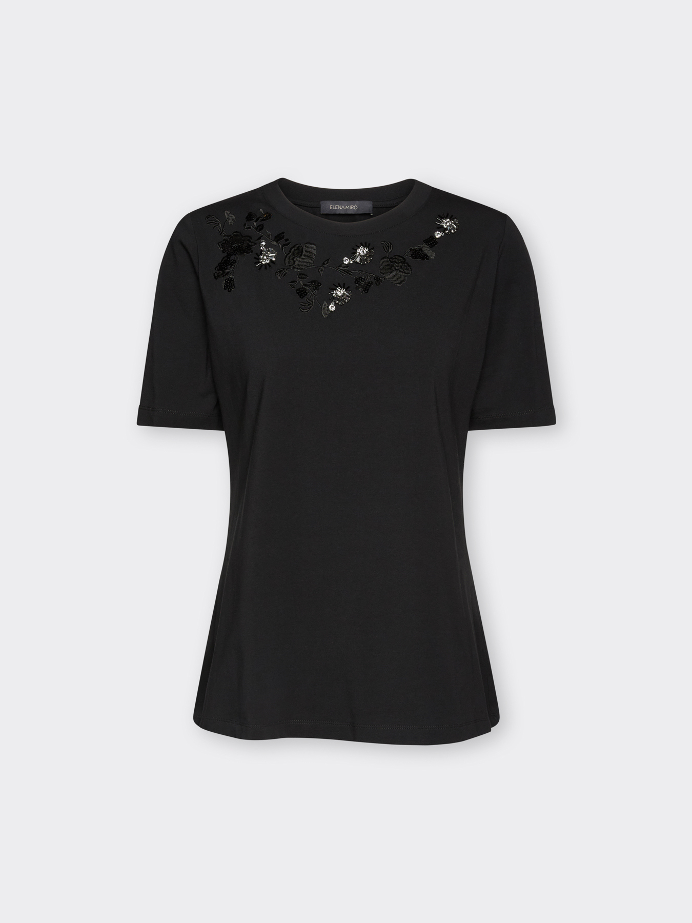 T-shirt com bordado floral e strass image number 4