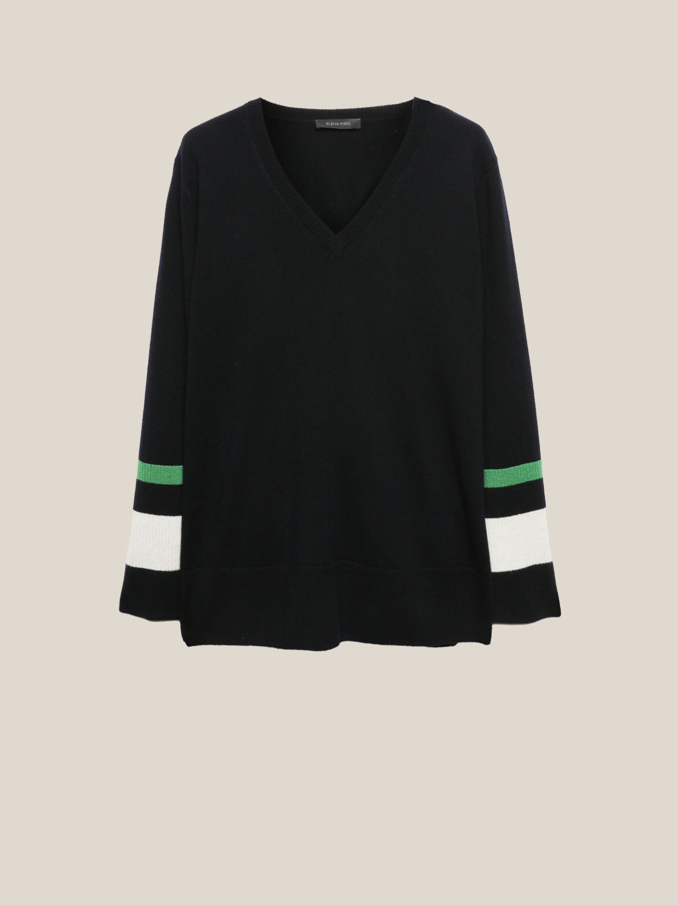 Jersey de lana con mangas de rayas image number 4