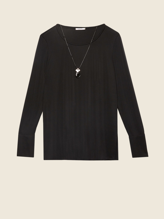 Elenamiro&nbsp;: T-shirt avec collier Noir_1