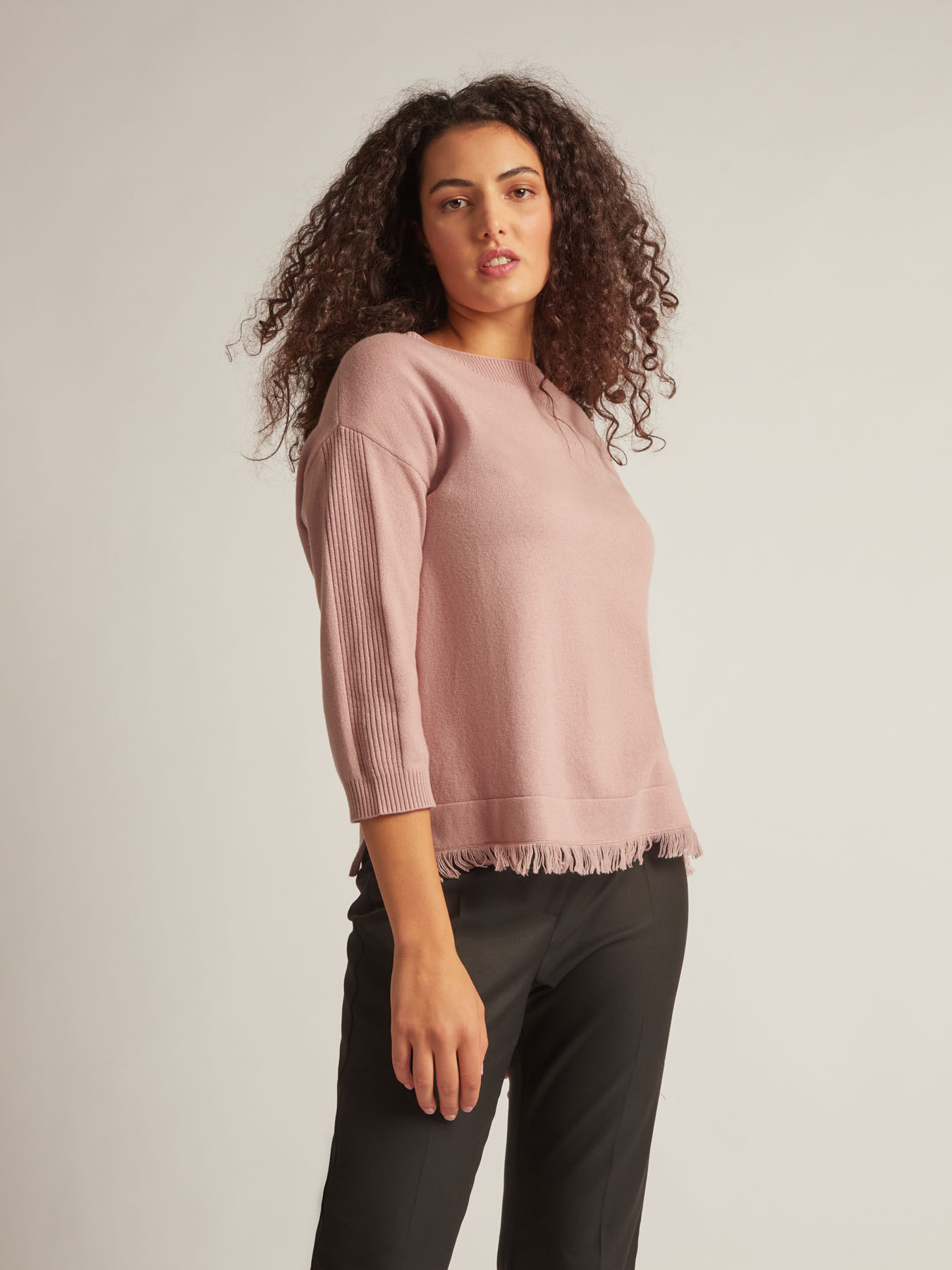 Pull en laine vierge à franges image number 2