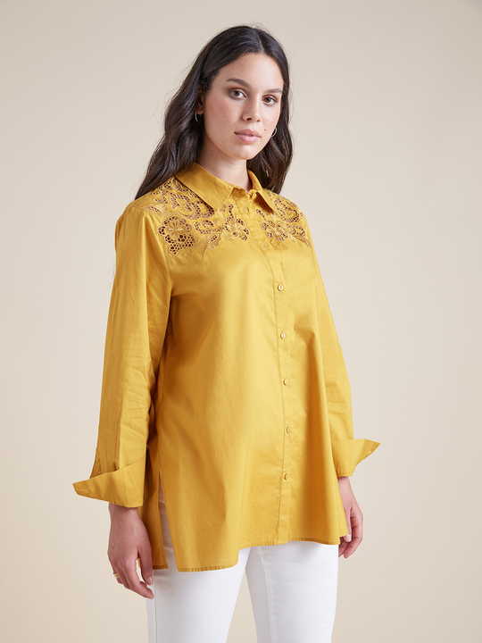 Elenamiro: Camisa bordada Amarelo_2