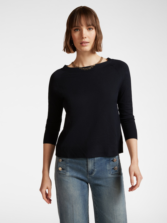 Basic-Pullover mit U-Boot-Ausschnitt