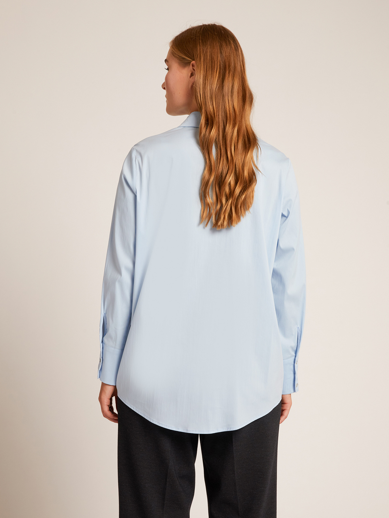 Blusa in popeline con apertura davanti image number 1