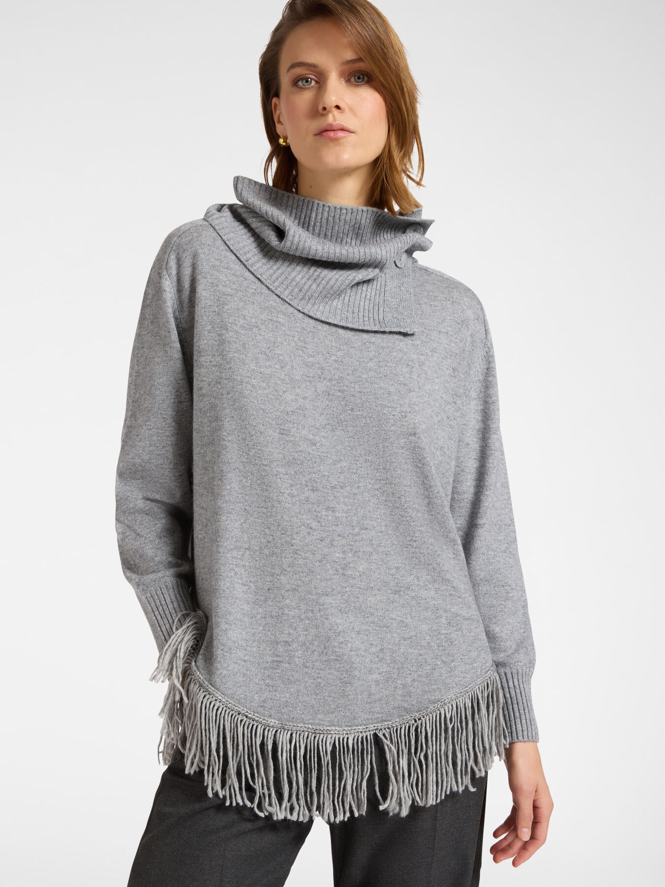 Jersey con flecos y cuello desmontable image number 0