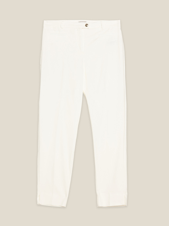 Elenamiro&nbsp;: Pantalon en satin de qualit&eacute; Blanc_1