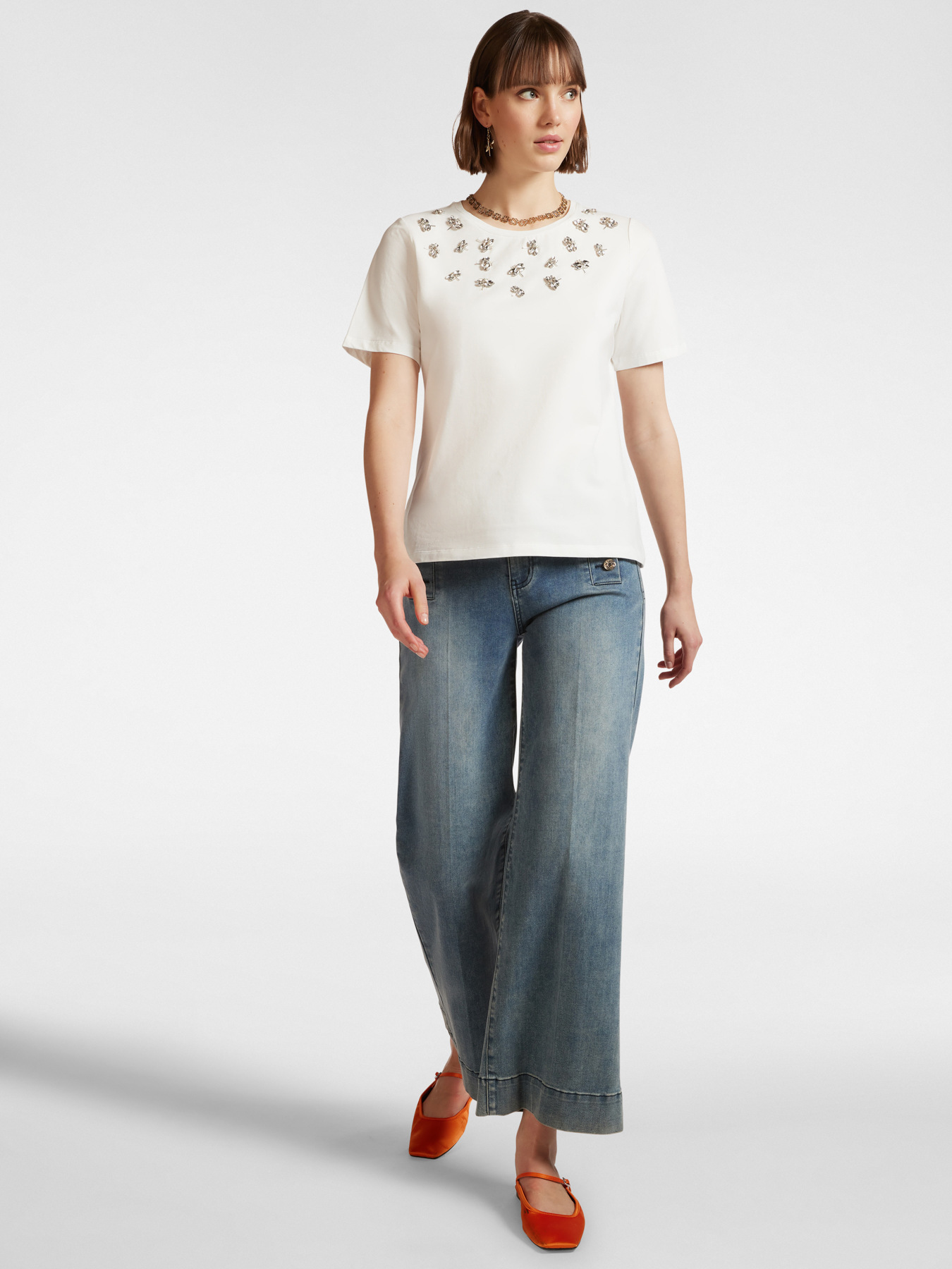 T-shirt with dragonflies embroidery image number 2