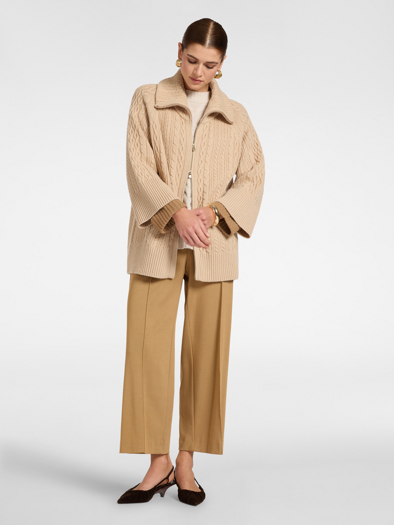 Viscose blend jersey trousers image number 0
