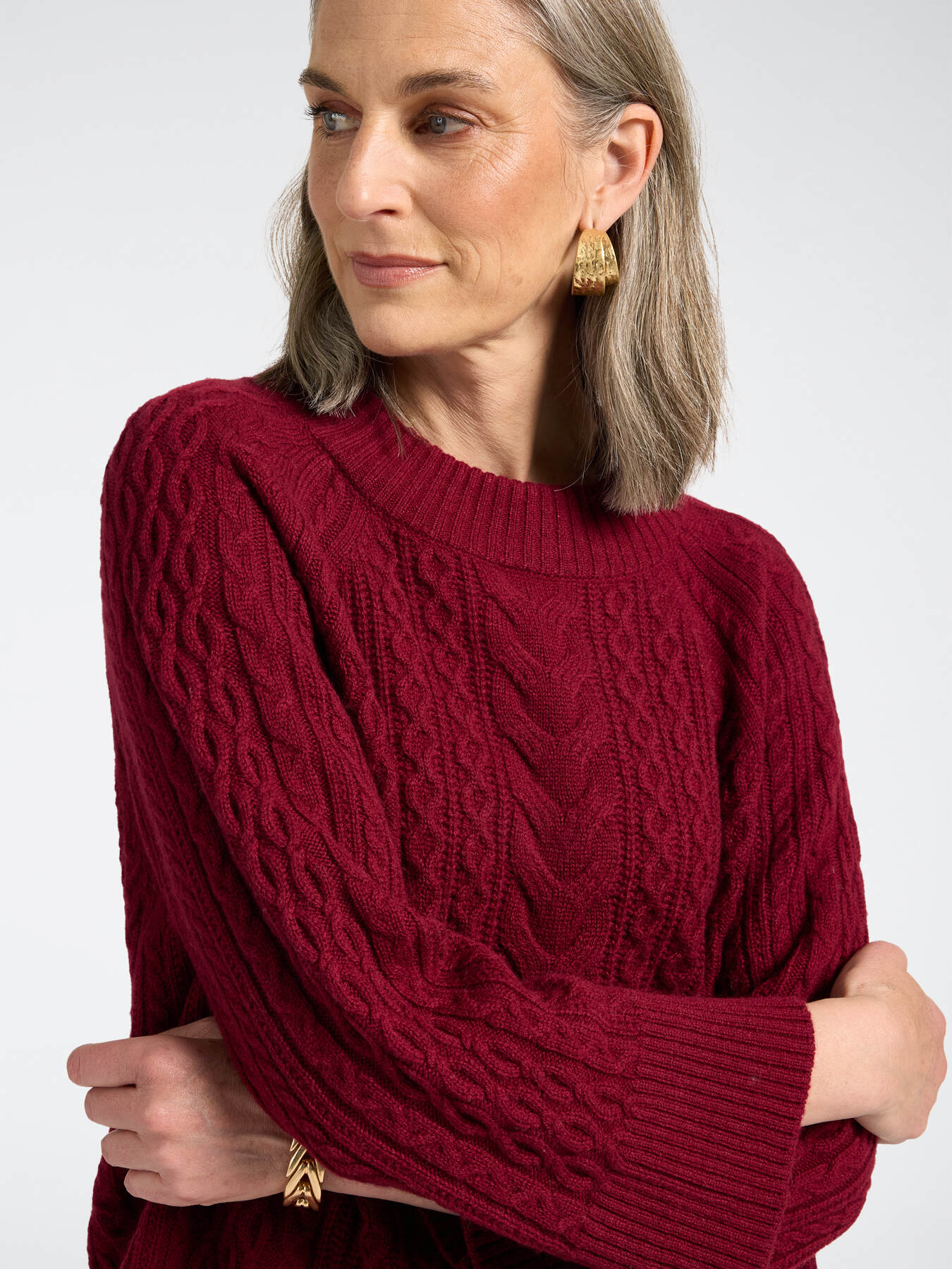 Zopfmuster-Pullover aus reiner Wolle image number 3
