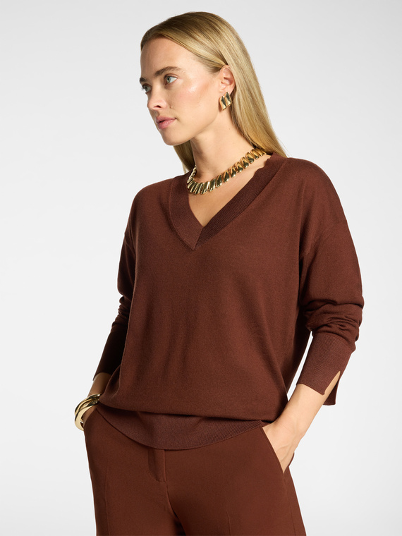 Pure wool V-neck sweater
