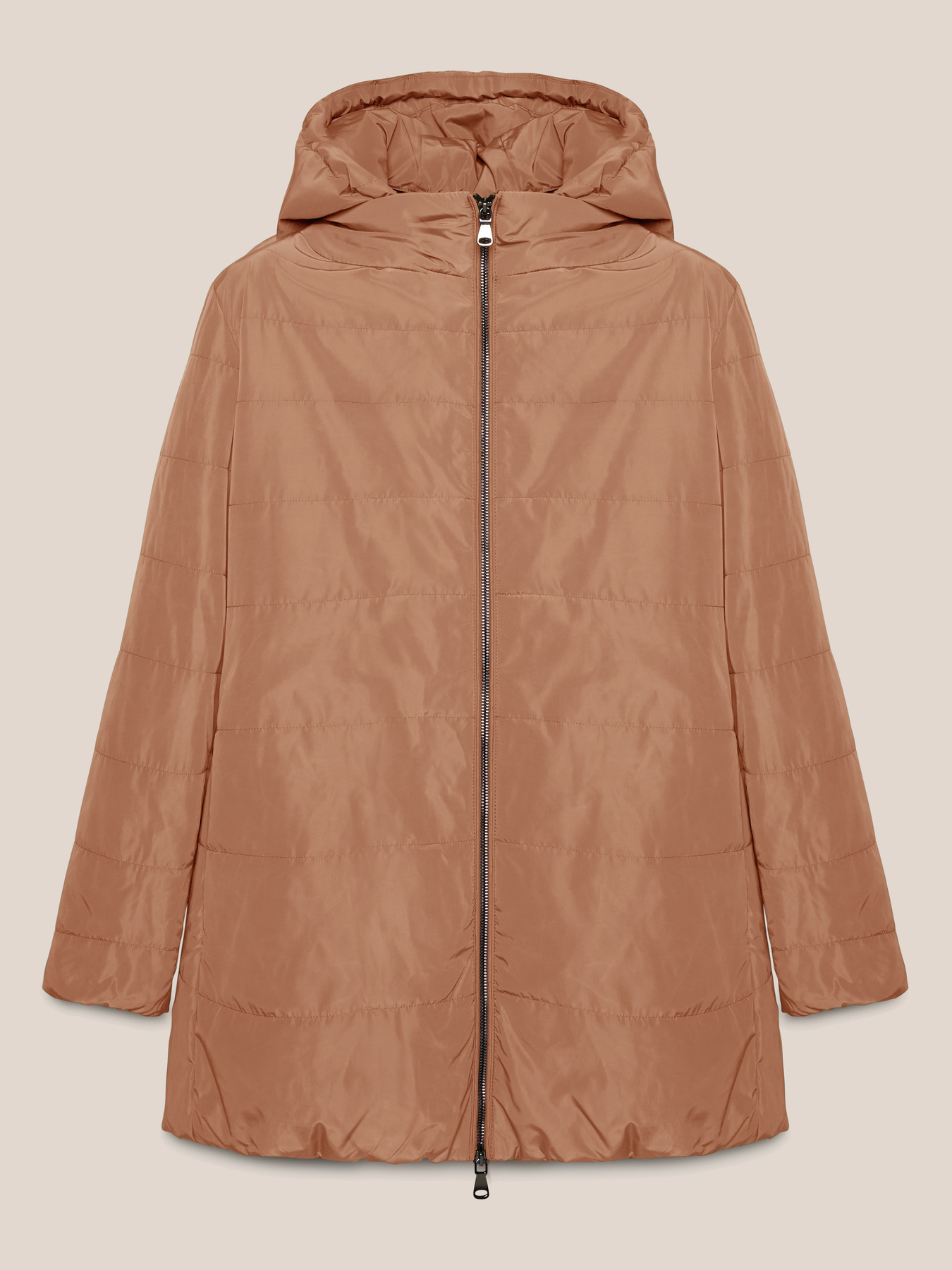 Jaqueta acolchoada longa com capuz image number 4