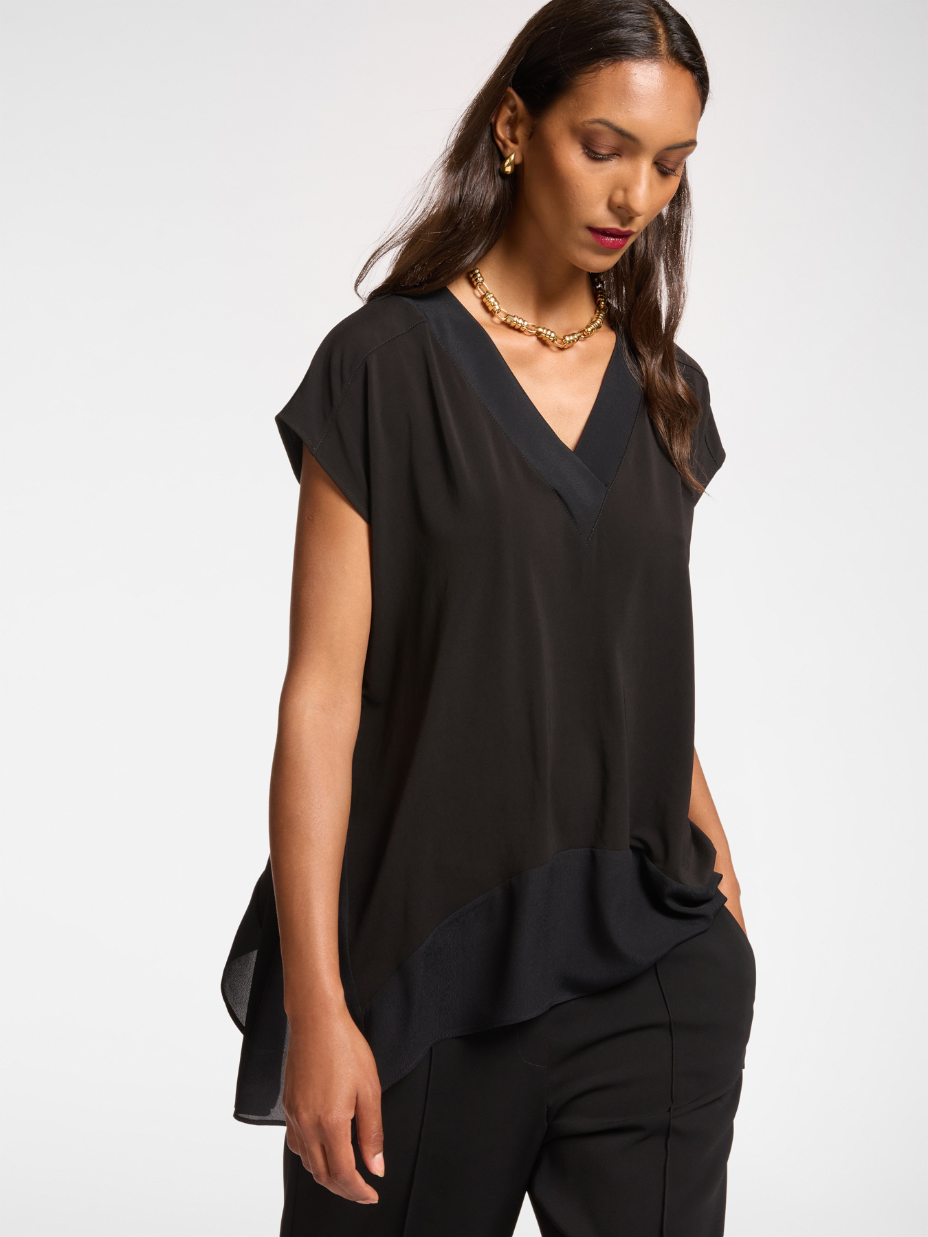 T-shirt long avec pointes en bas image number 0