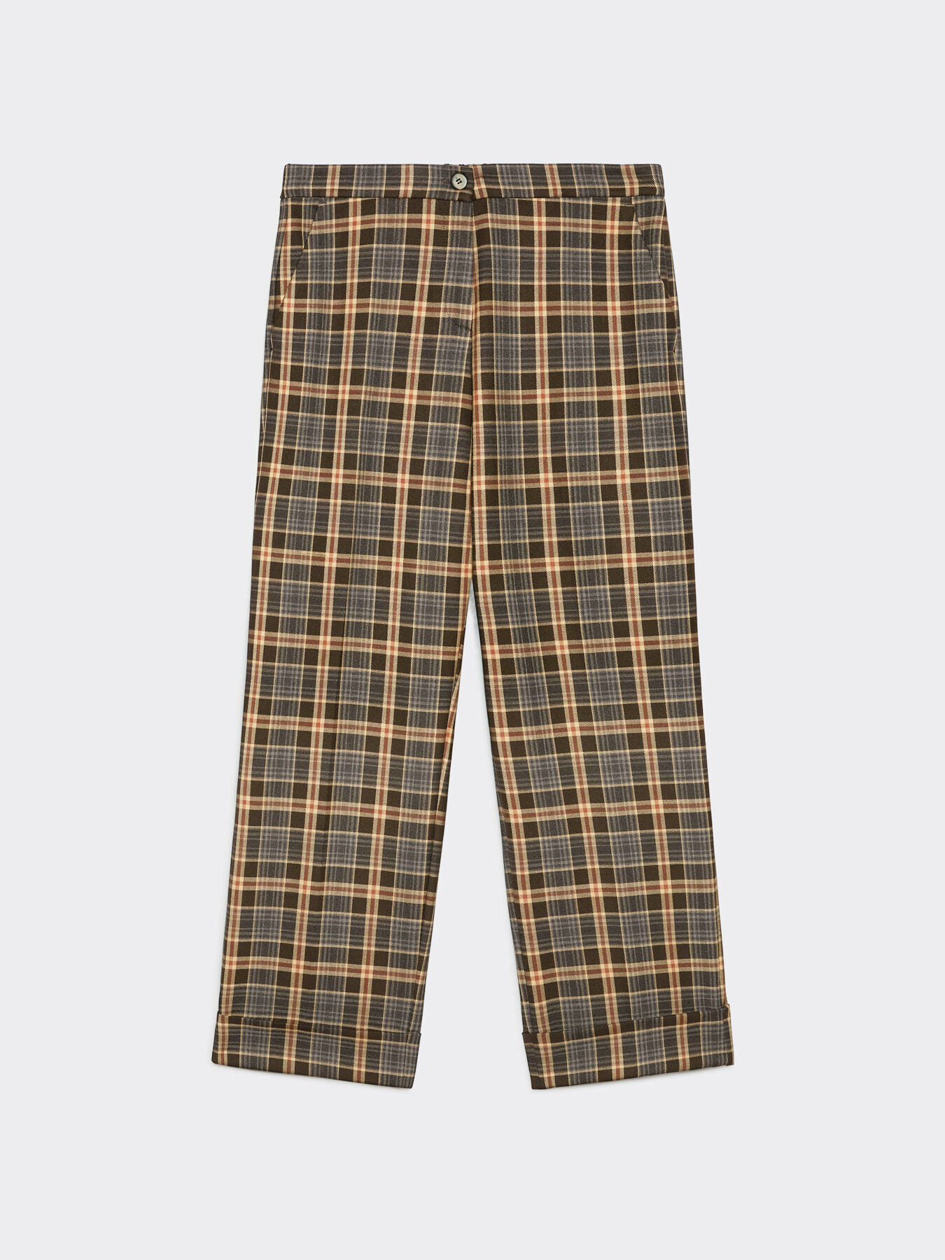Chequered fabric cropped trousers image number 4