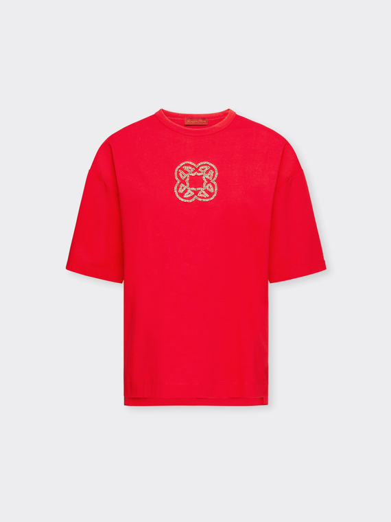 T-Shirt mit Monogramm-Stickerei