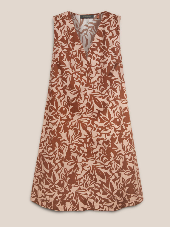 Printed dress in stretch cotton