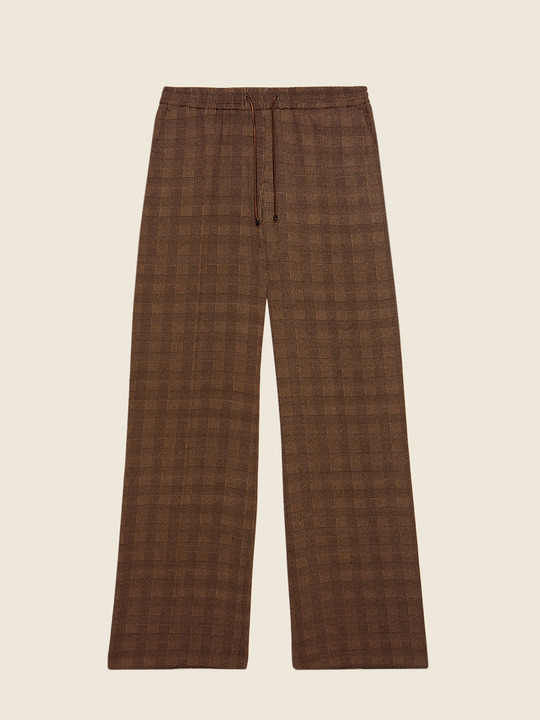 Elenamiro&nbsp;: Pantalon droit large fantaisie Beige_1