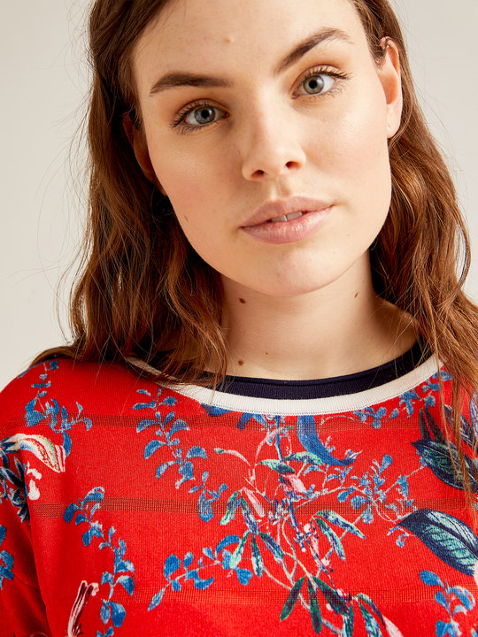 Elenamiro: Gebl&uuml;mter Pullover Rot_1