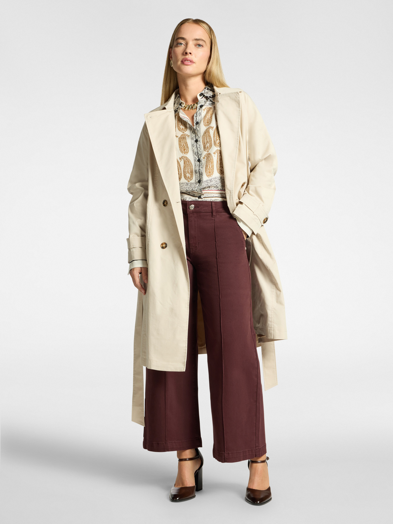 Double-breasted gabardine trench coat image number 2