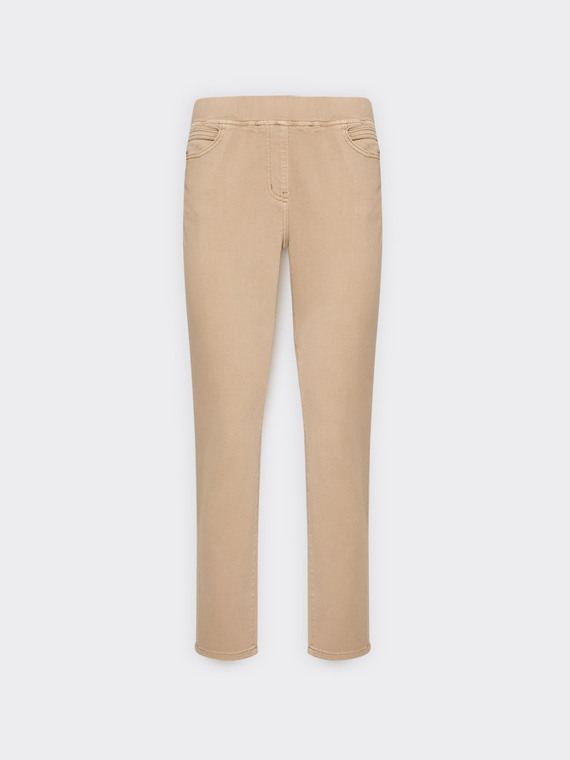 Pantalon slim en drill m&eacute;lang&eacute; coton
