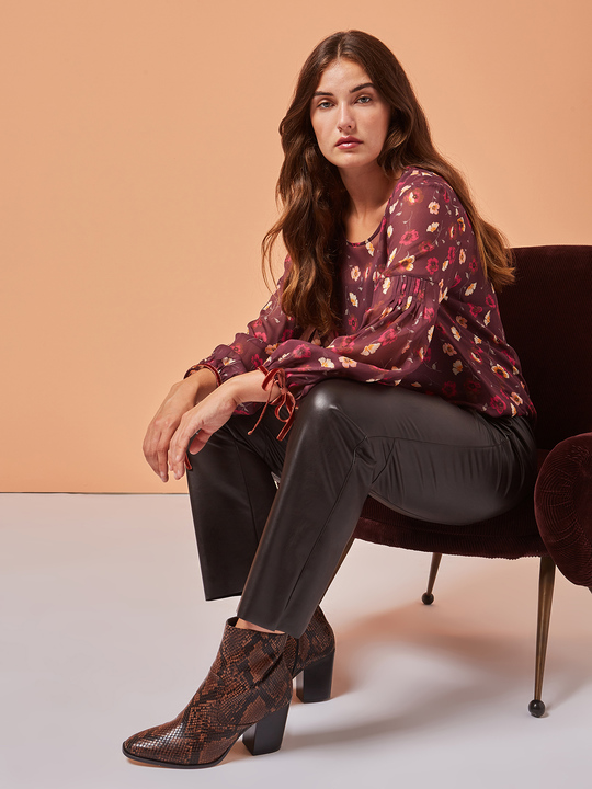 Elenamiro&nbsp;: Pantalon en similicuir Marron_1