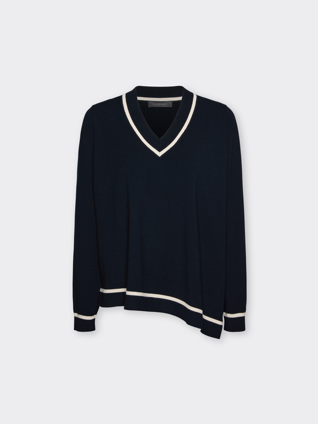 Asymmetric sweater with contrasting trims image number 4