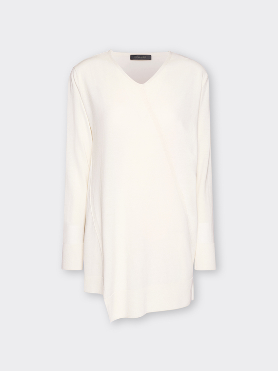 Maglia asimmetrica in cotone e modal