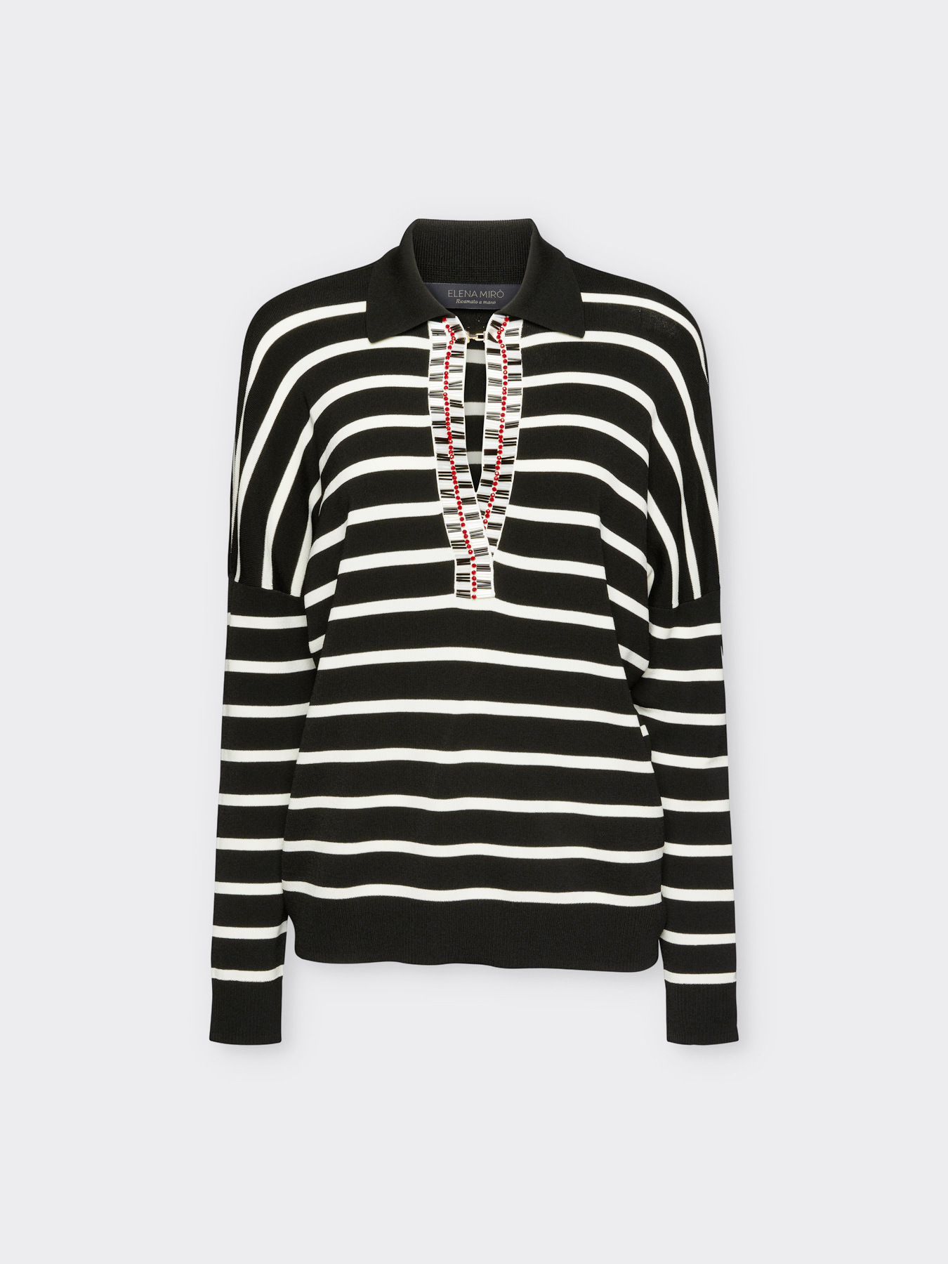 Polo a righe con ricamo image number 4
