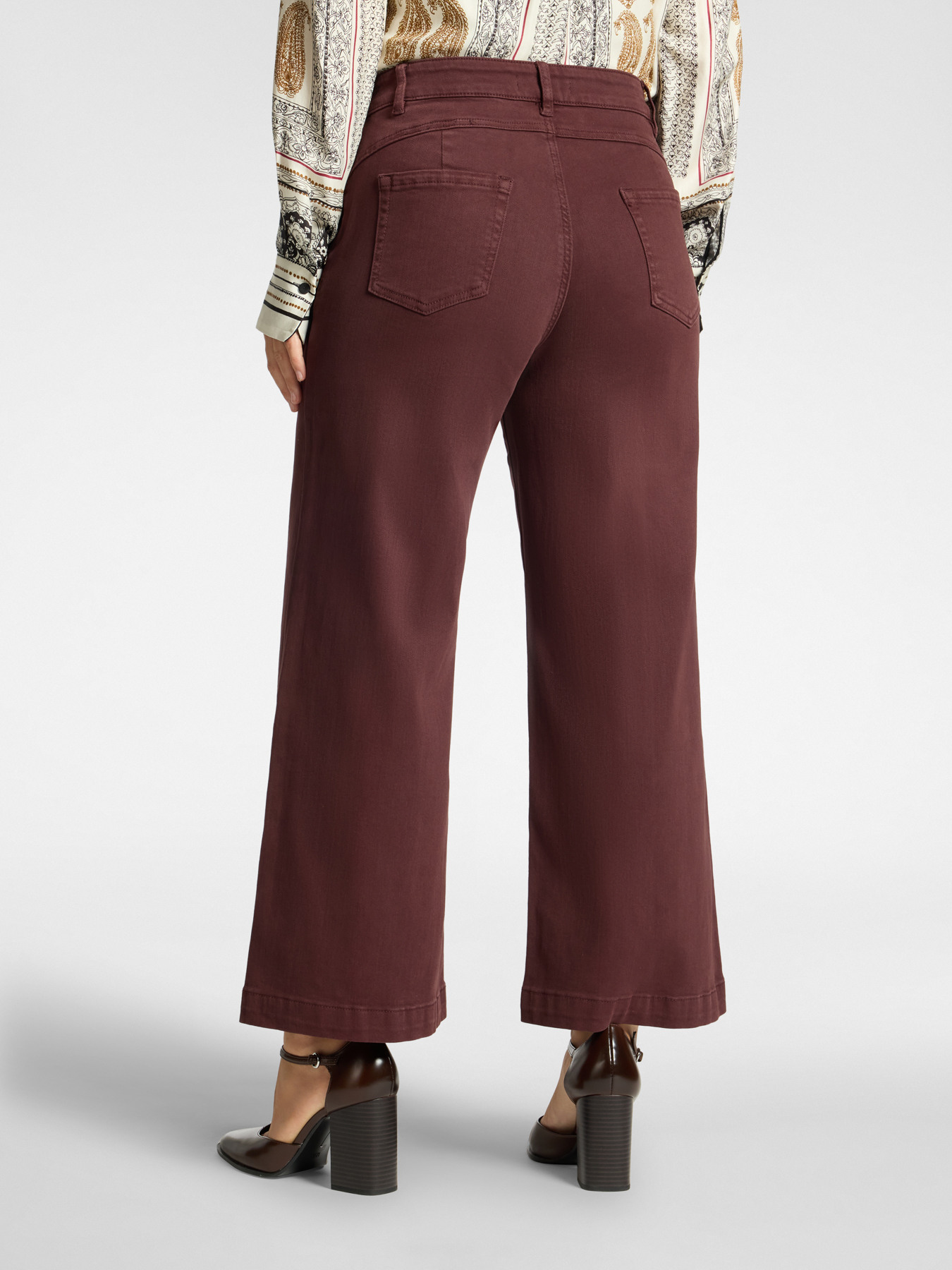 Pantaloni palazzo cropped vita alta image number 1
