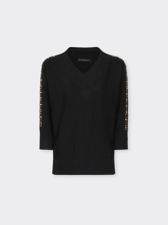 Pullover mit Nieten an den &Auml;rmeln