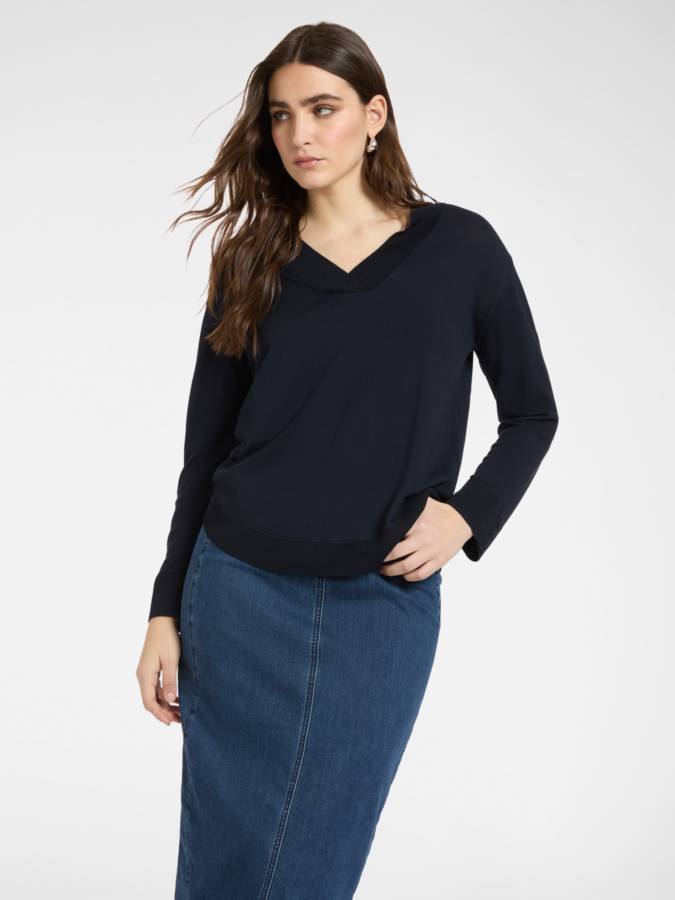 Camisola de malha com decote em V image number 3