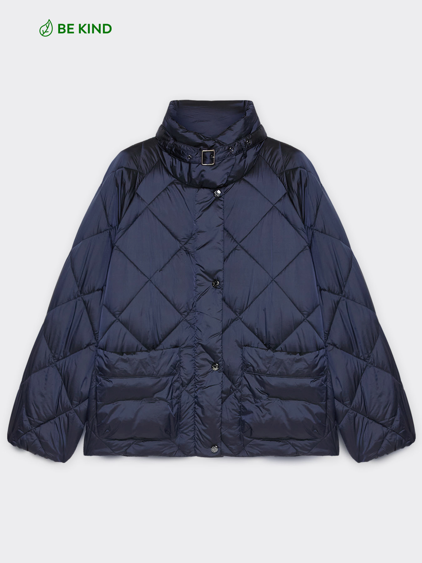 Diamond-quilted down jacket with pockets image number 4