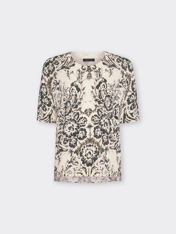 Camisola de malha estampada misto algod&atilde;o