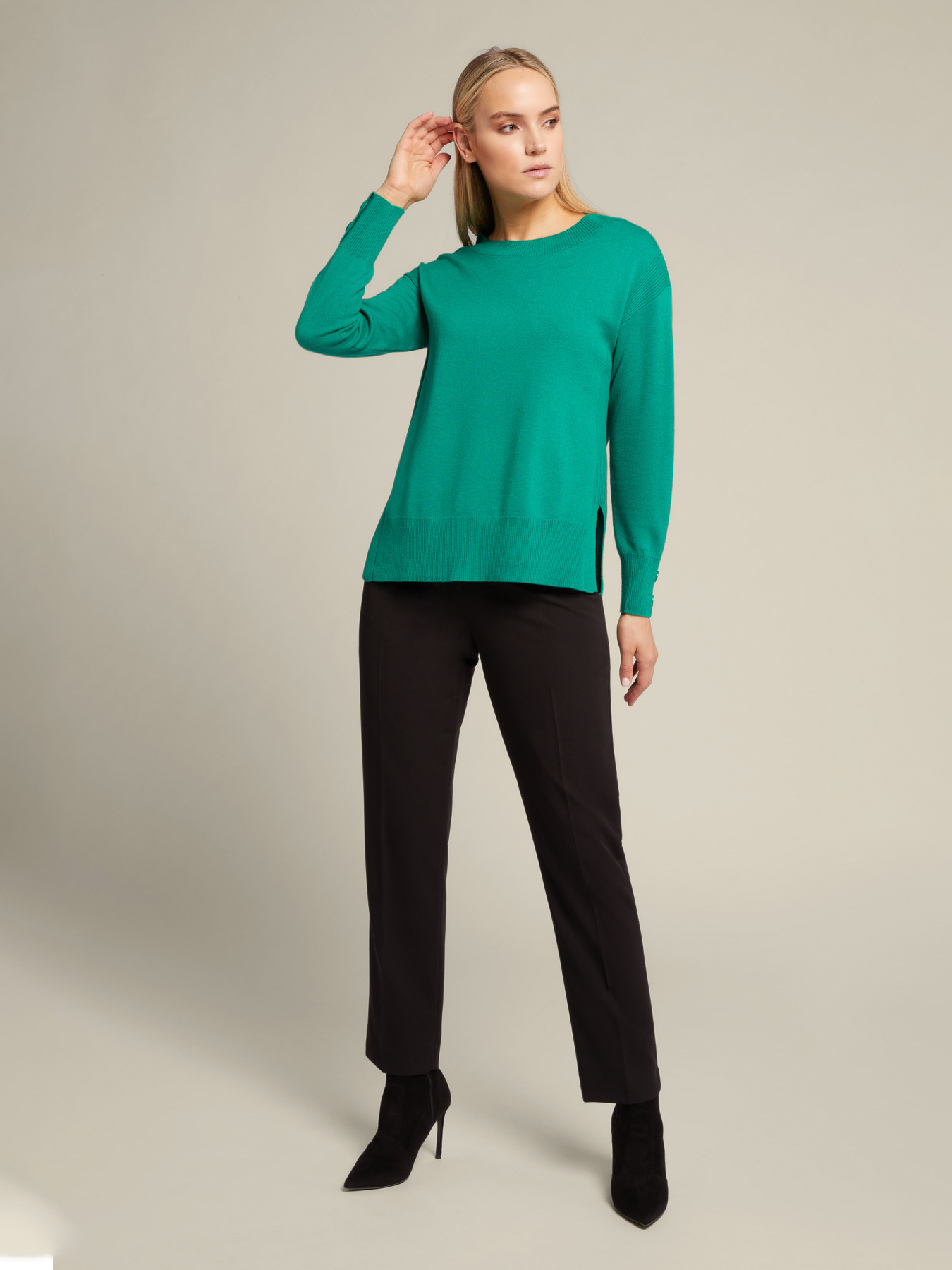 Double sweater in viscose and soft touch sustainable wool image number 0