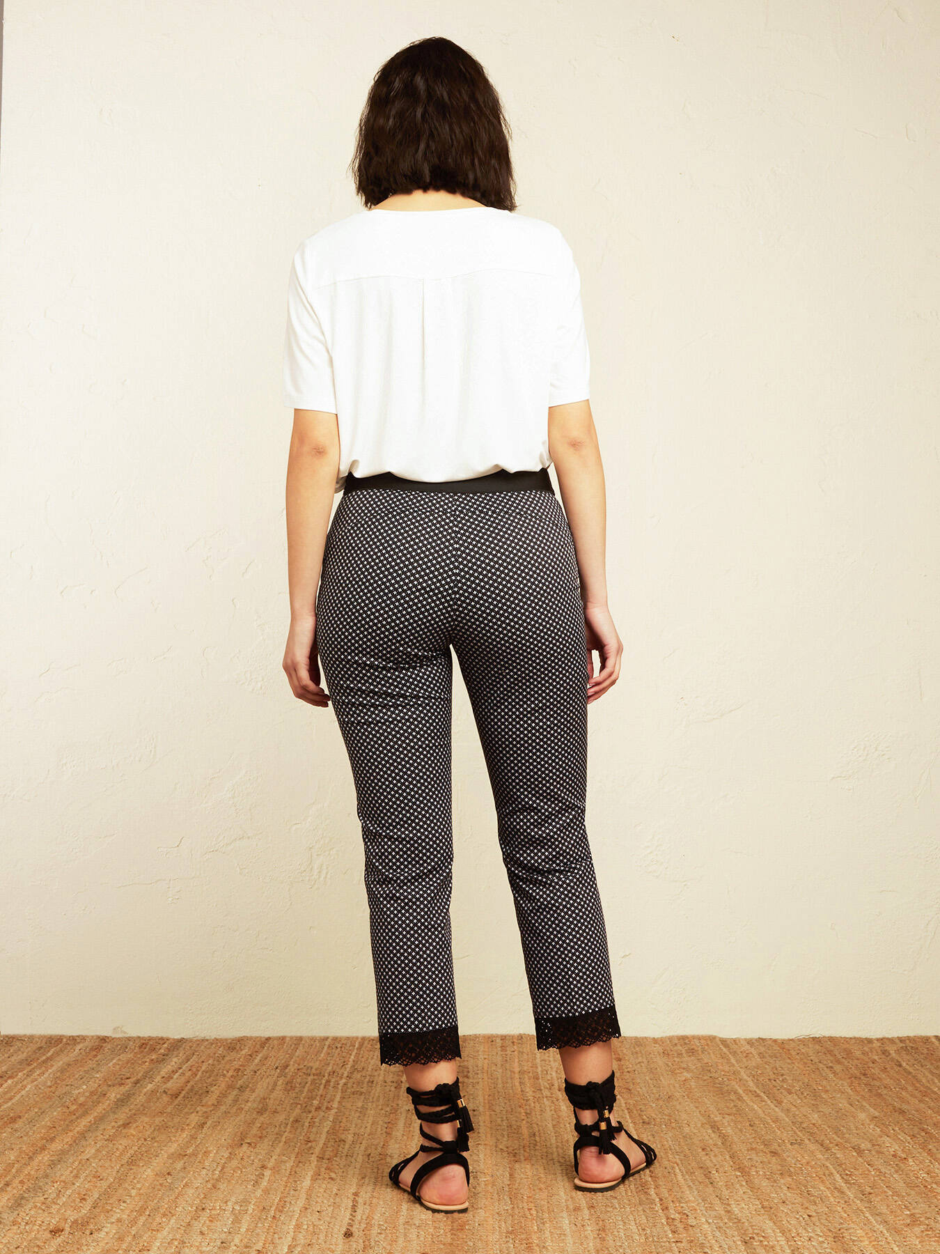 Geometric patterned trousers image number 1