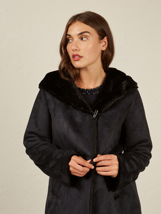 Elenamiro&nbsp;: Manteau effet peau de mouton Bleu_1