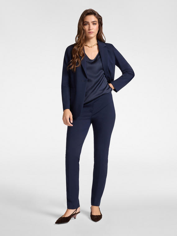 Pull-on trousers in Milanese stitch