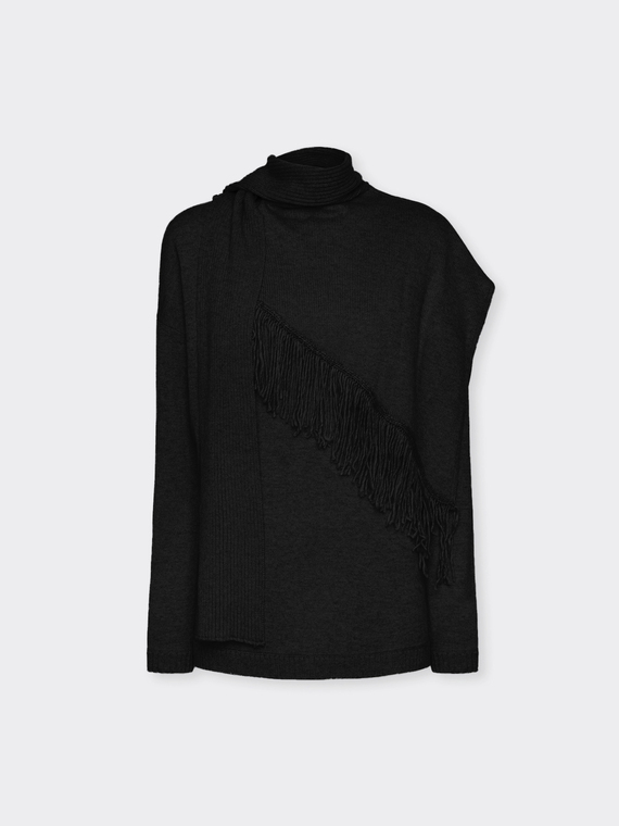 Maglia con frange e sciarpa staccabile