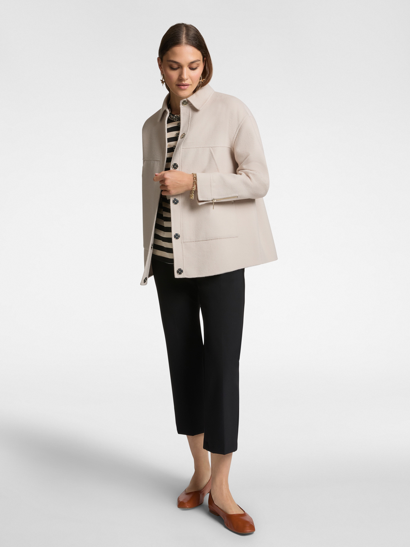 Double wool blend shirt coat image number 2
