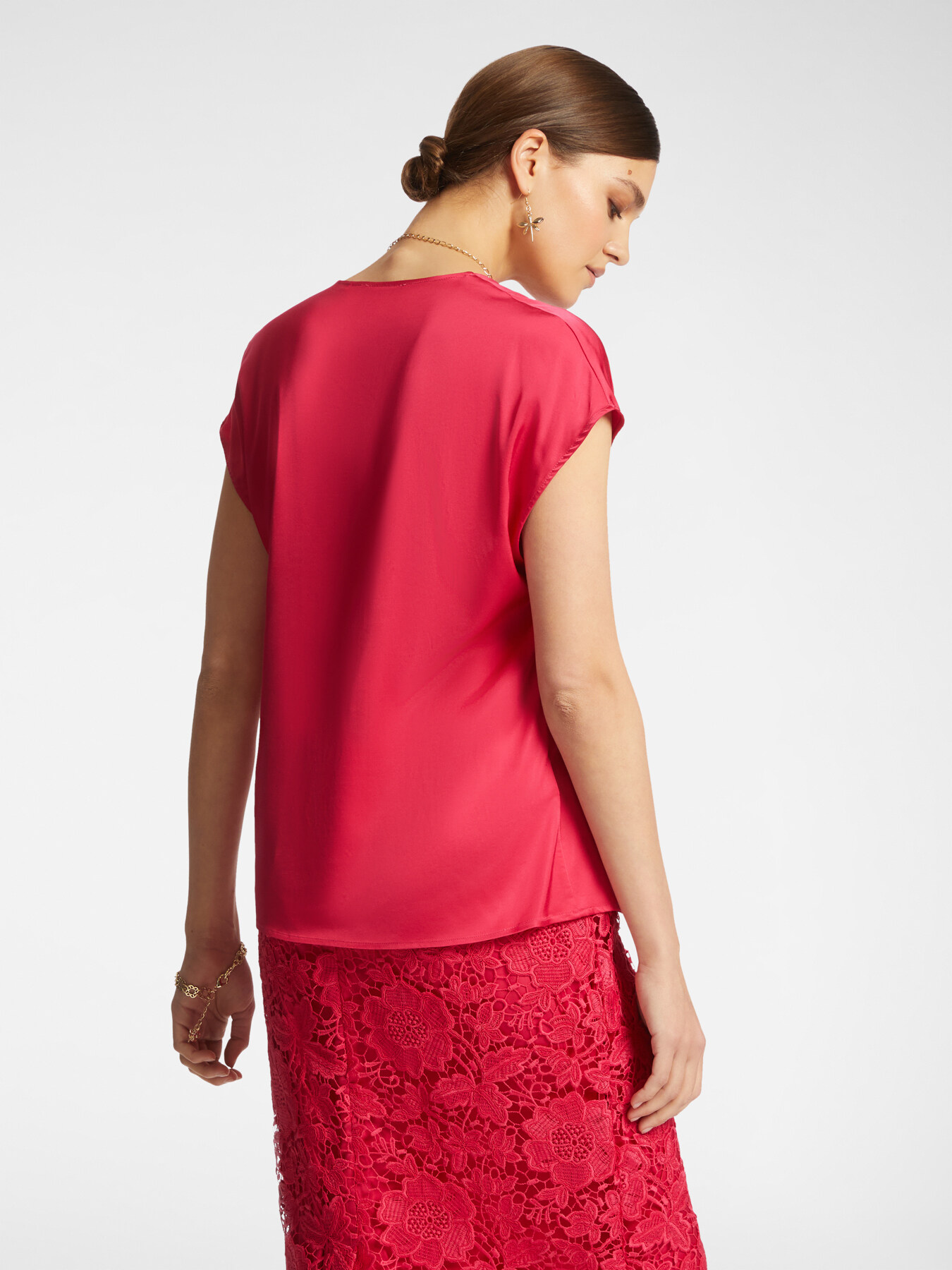 Satin V-neck blouse image number 1