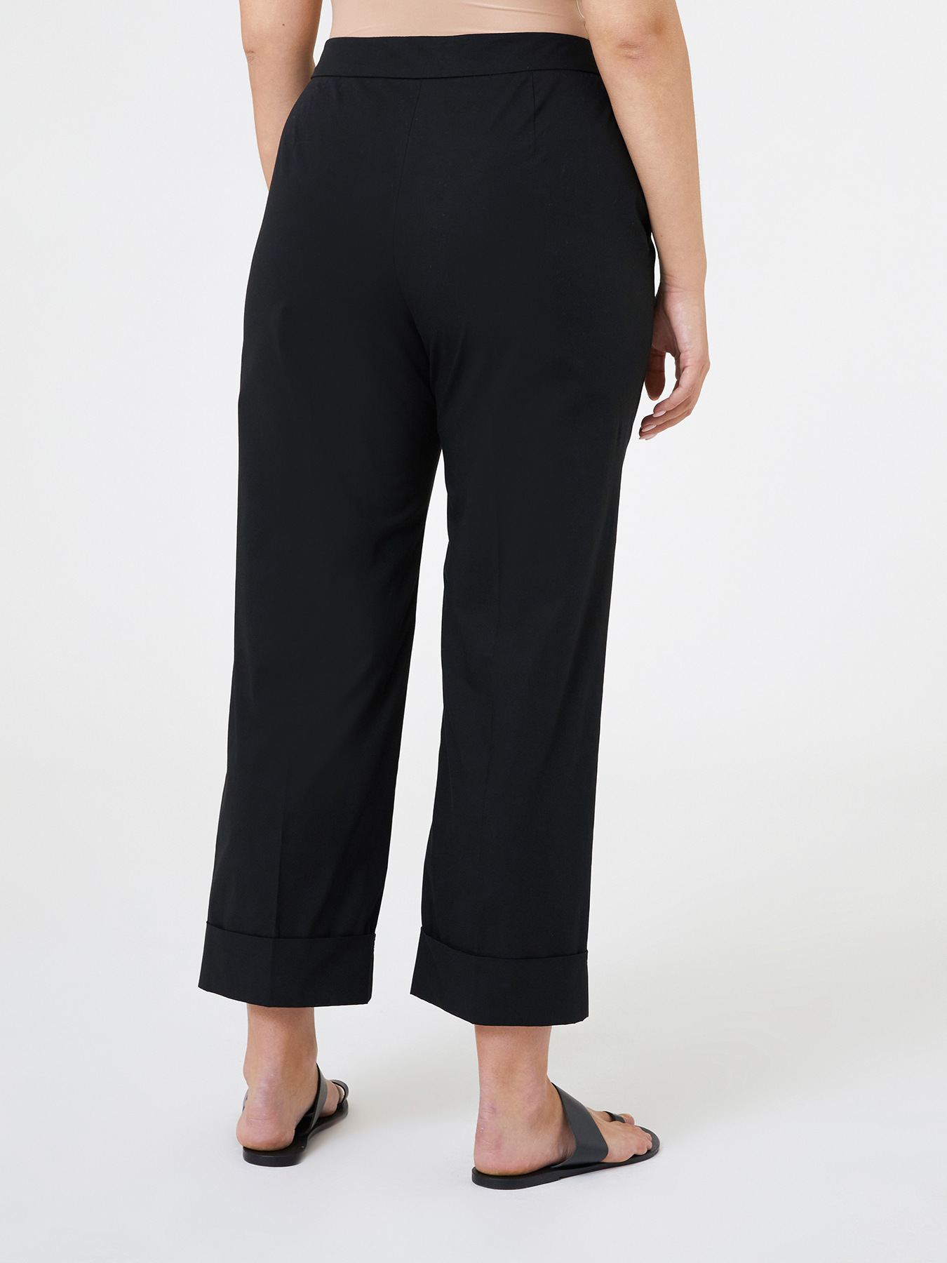 Pantaloni dritti cropped in tela stretch image number 1