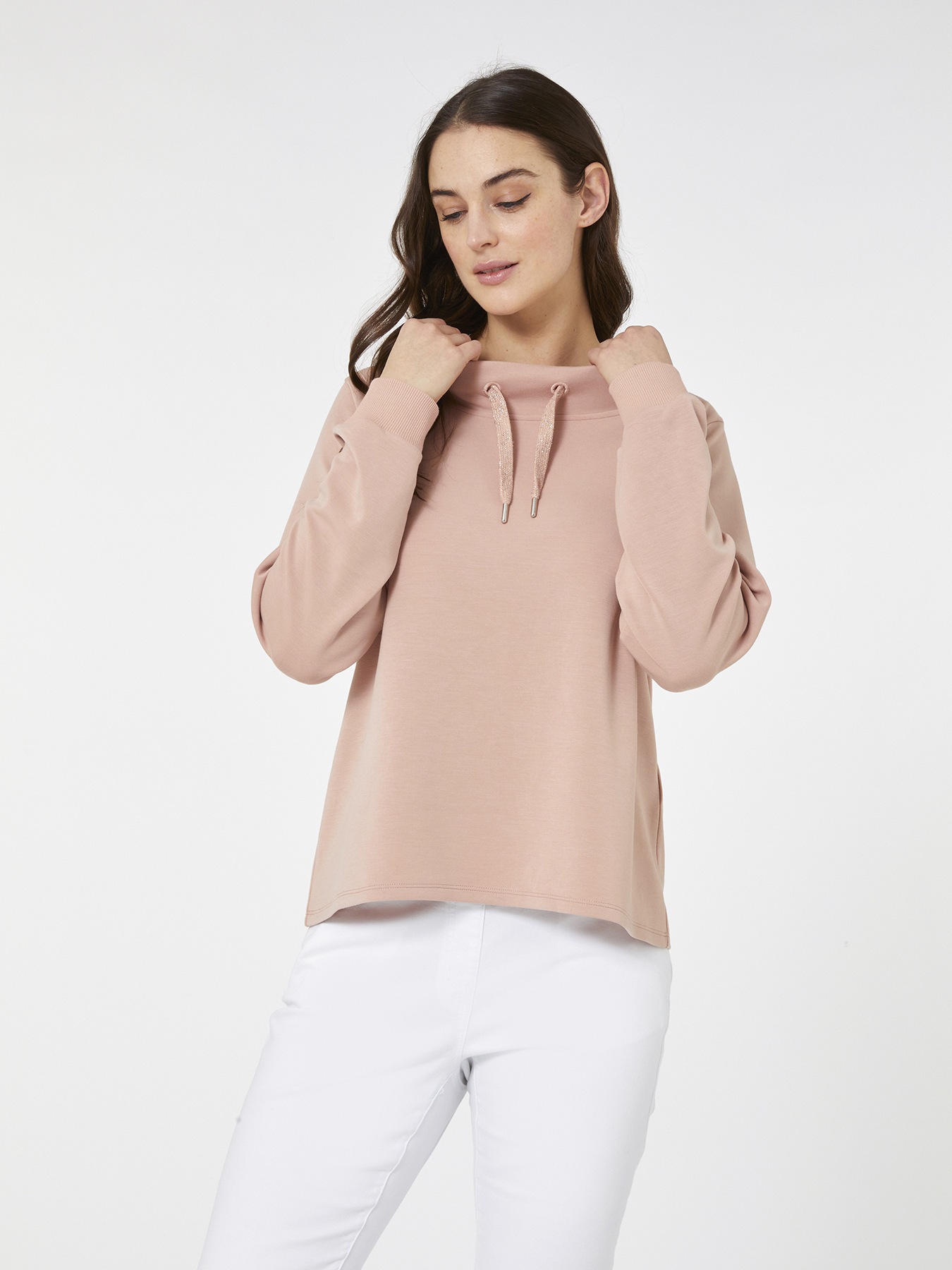 Sweatshirt mit Bord&uuml;re und Kordelzug image number 2