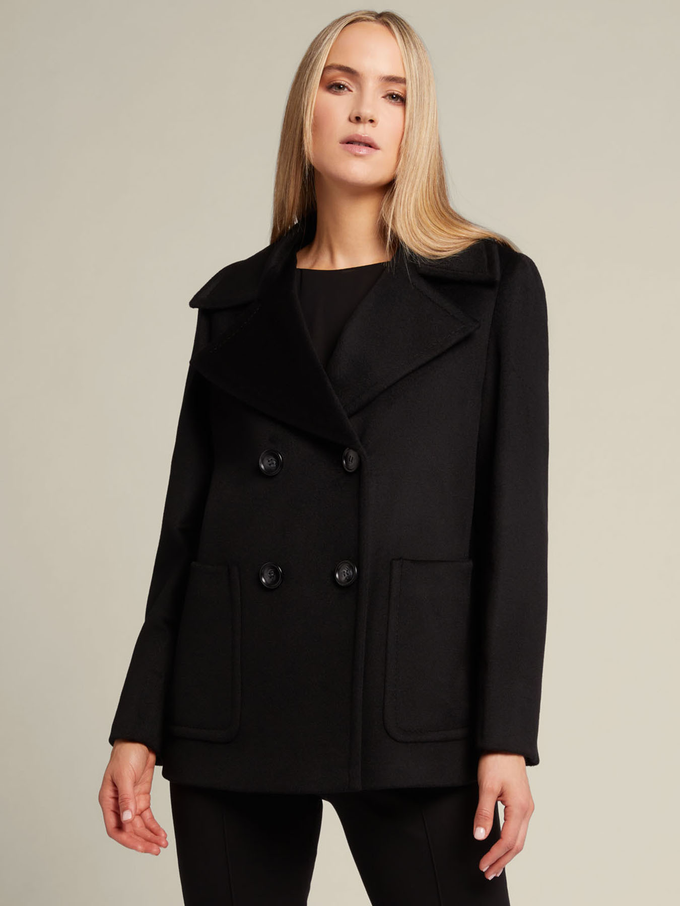 Caban com duplo peito em drapeado de luxo image number 2